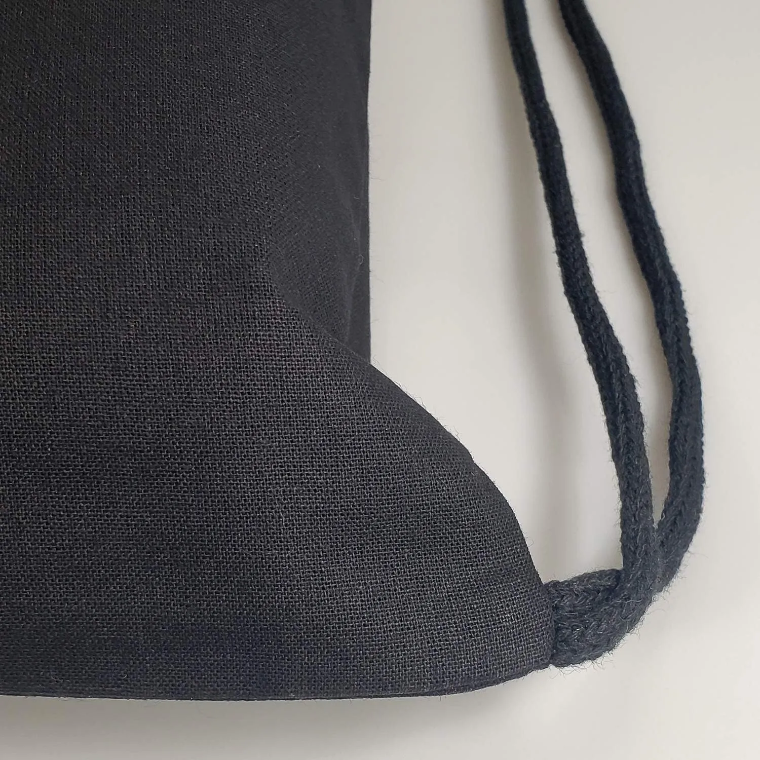 TBF Cotton Canvas Drawstring Backpack with Zippered Front Pocket Cinch Sack Pull String Sport Bags for Gym, Hike, Men Women Kids Bags (Black, Set of 3)