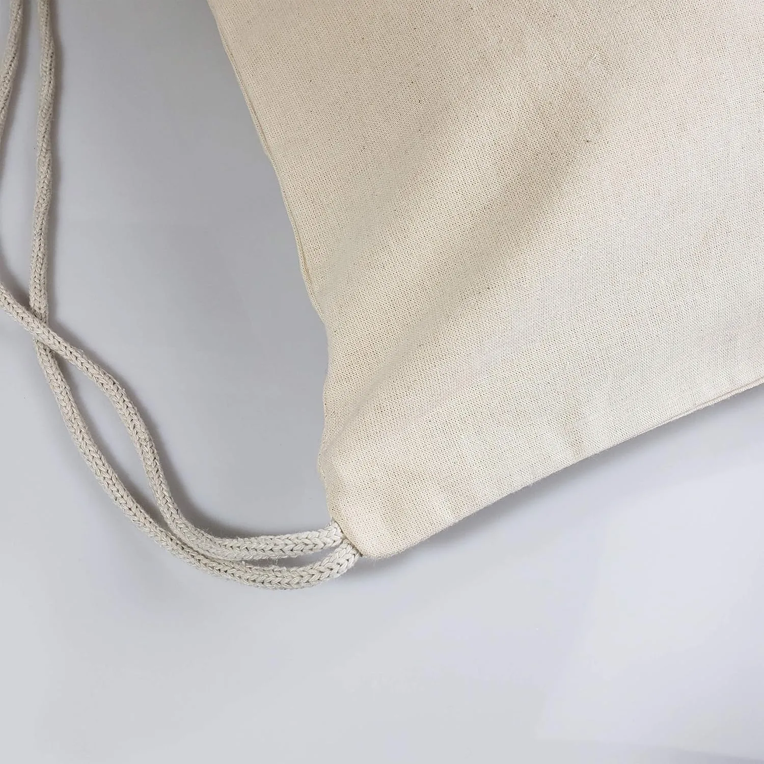 TBF Cotton Canvas Drawstring Backpack with Zippered Front Pocket Cinch Sack Pull String Sport Bags for Gym, Hike, Men Women Kids Bags (Natural, Set of 3)