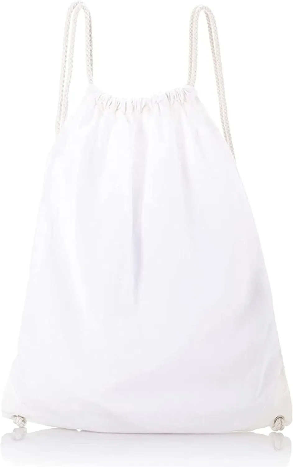 TBF Wholesale Durable Cotton Canvas White Drawstring Backpack Bags in Bulk 14" W x 18" H (12)