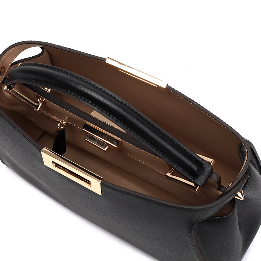 The Amy | Luxury Black Leather Handbag – Elegant & Versatile