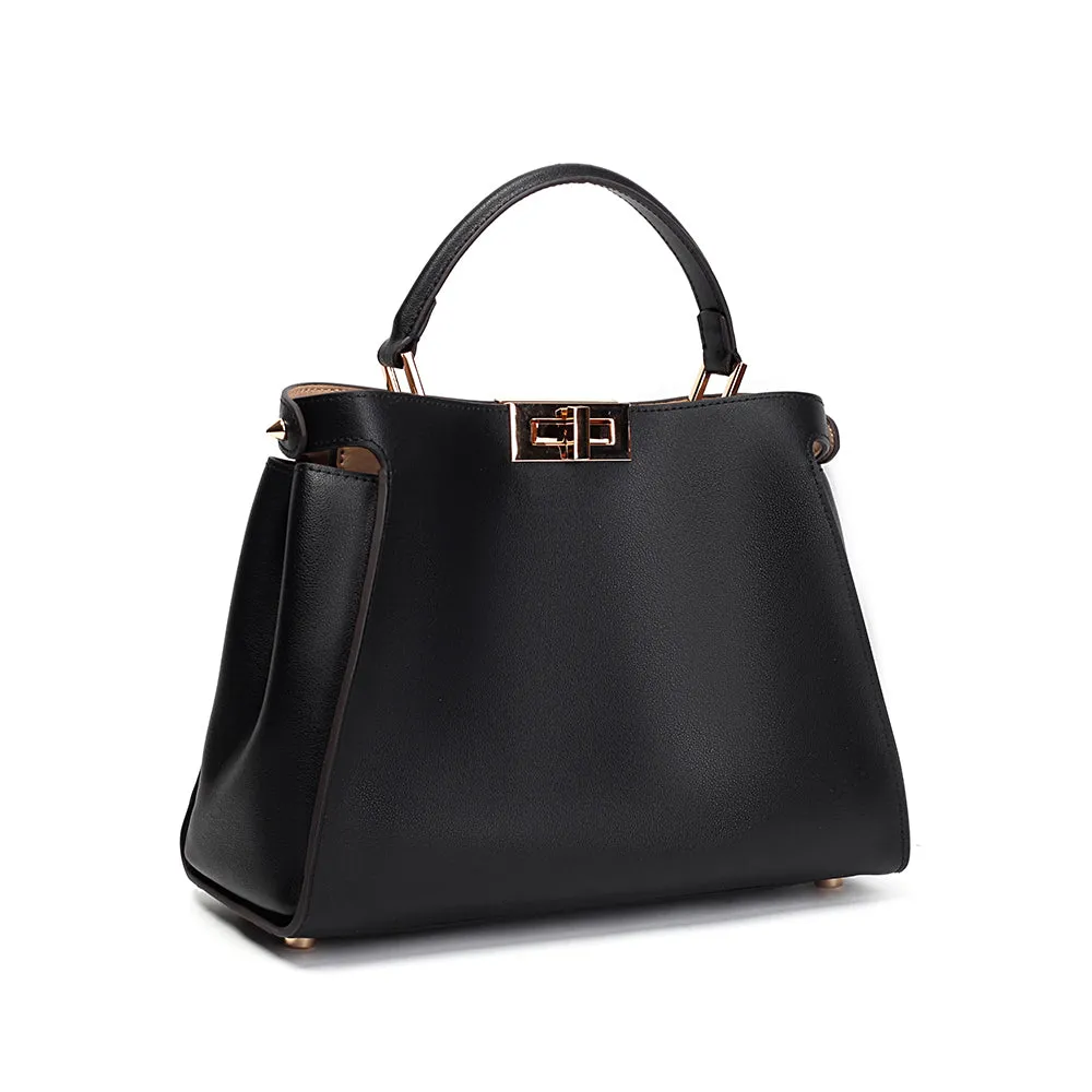 The Amy | Luxury Black Leather Handbag – Elegant & Versatile