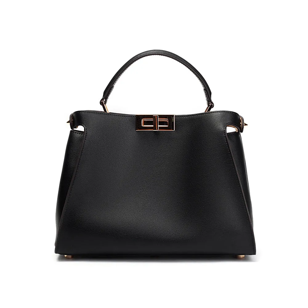 The Amy | Luxury Black Leather Handbag – Elegant & Versatile