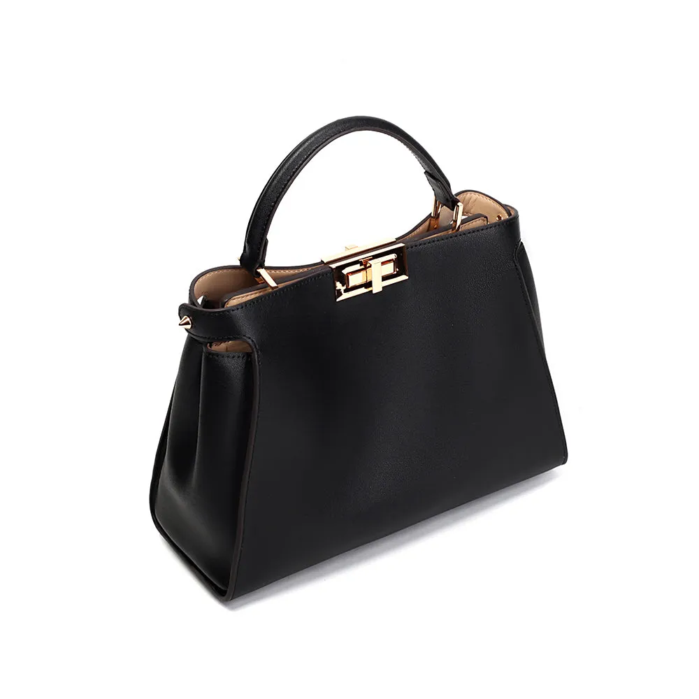 The Amy | Luxury Black Leather Handbag – Elegant & Versatile