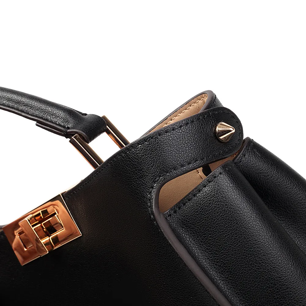 The Amy | Luxury Black Leather Handbag – Elegant & Versatile