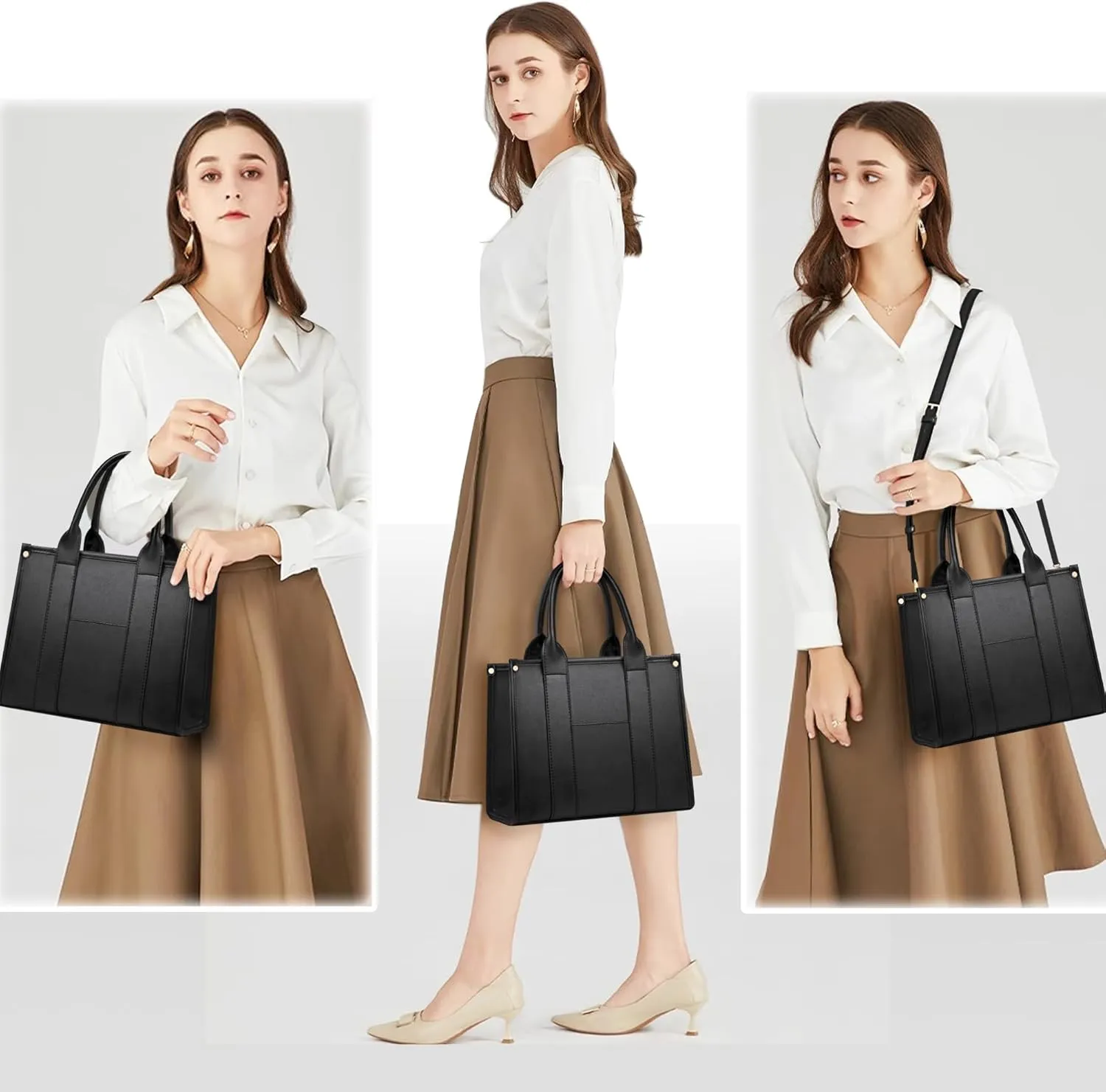 The Tote Bag Crossbody Purses for Women Shoulder Bag Handbags PU Leather Top Handle Bags with zipper