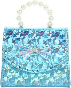 Toddler Elegant Mini Purse for Little Girls Shiny Handbag with Pearl Handle Cute Shoulder Bag for Kids