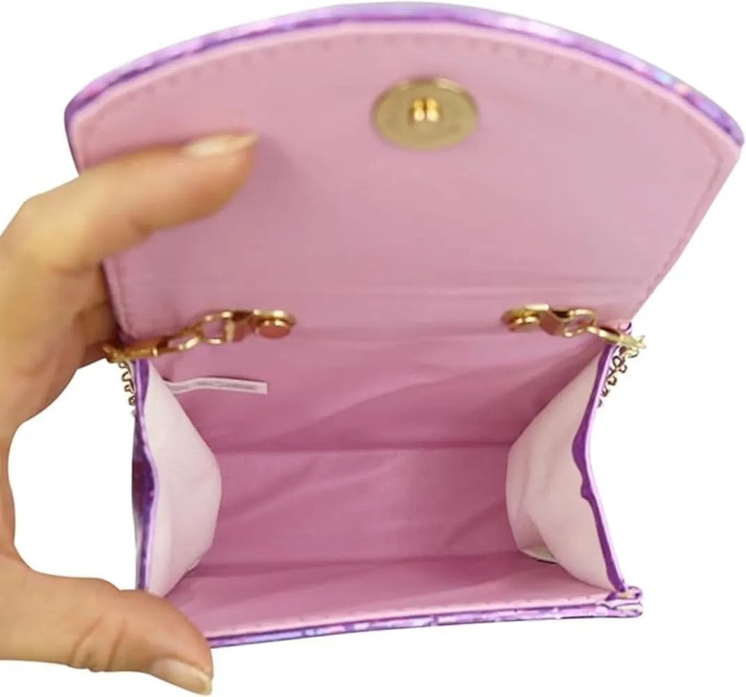 Toddler Elegant Mini Purse for Little Girls Shiny Handbag with Pearl Handle Cute Shoulder Bag for Kids