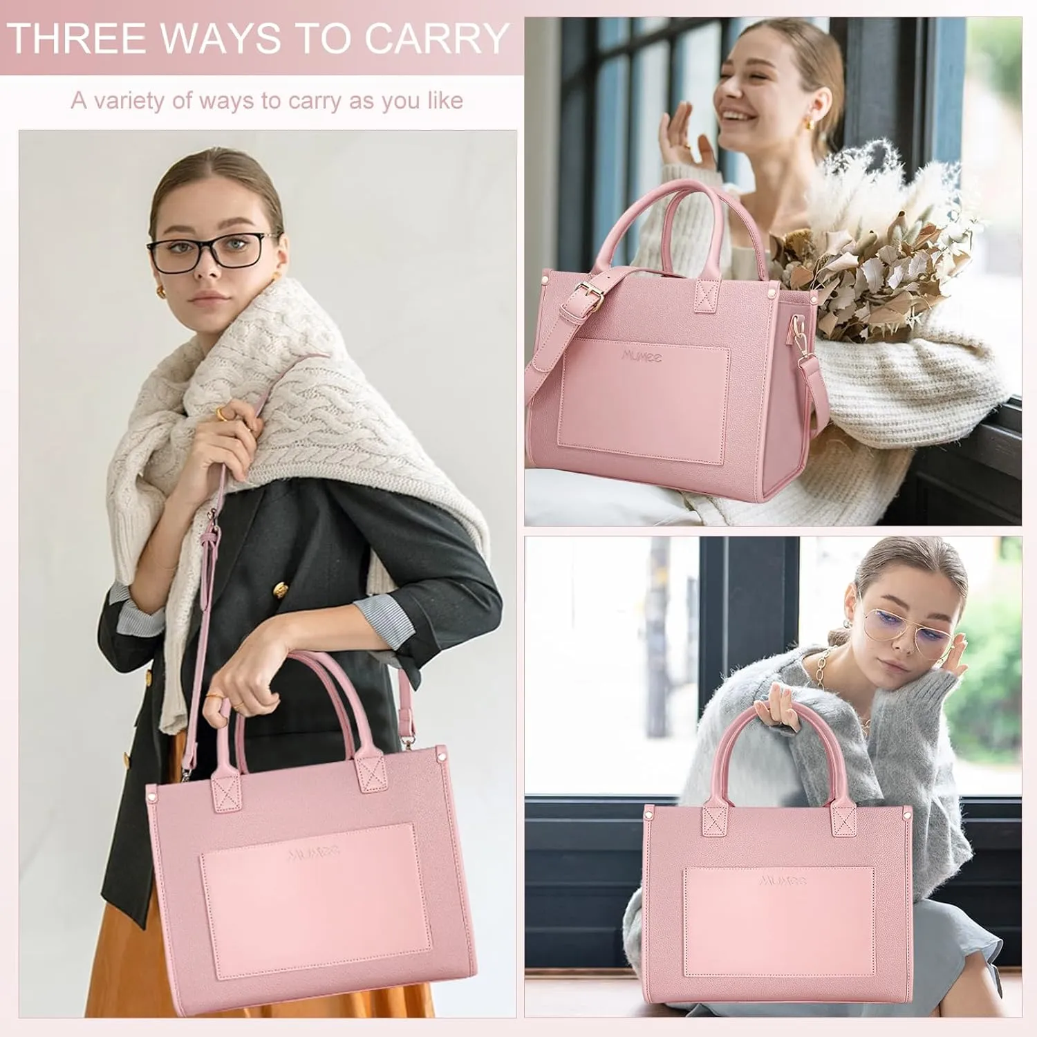 Tote Bag For Women The Leather Tote Bag with Zipper Boho Bags Shoulder Handbags for Work, Travel, Office