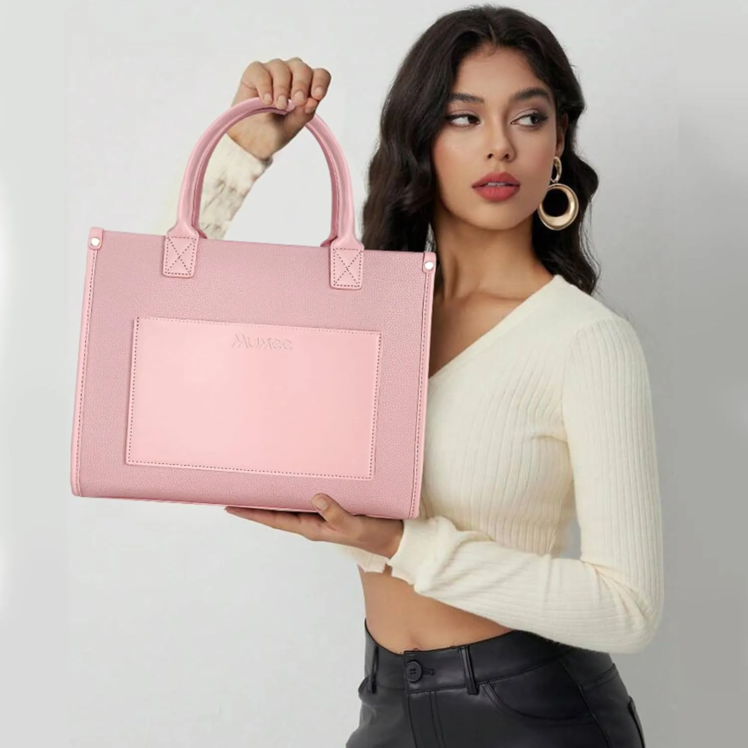 Tote Bag For Women The Leather Tote Bag with Zipper Boho Bags Shoulder Handbags for Work, Travel, Office