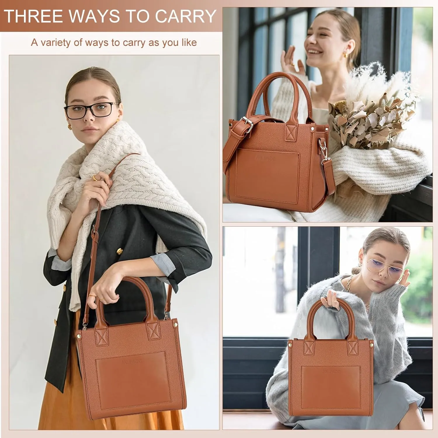 Tote Bag For Women The Leather Tote Bag with Zipper Boho Bags Shoulder Handbags for Work, Travel, Office