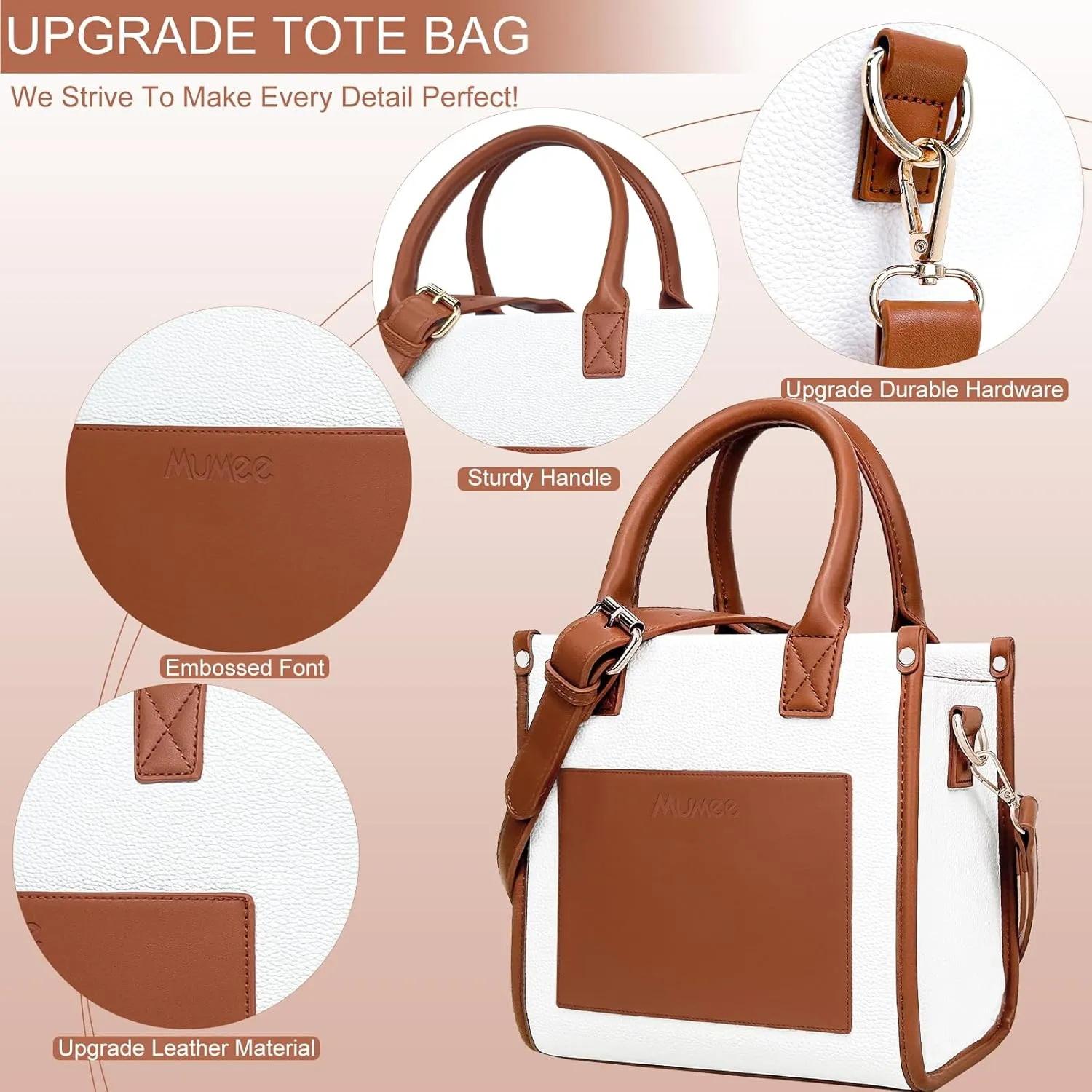 Tote Bag For Women The Leather Tote Bag with Zipper Boho Bags Shoulder Handbags for Work, Travel, Office