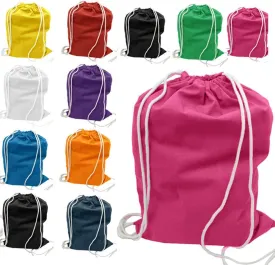 ToteBagFactory 6-Pack Cotton Canvas Drawstring Backpacks: Blank, Plain, Reusable Cloth, 14" W x 18" H