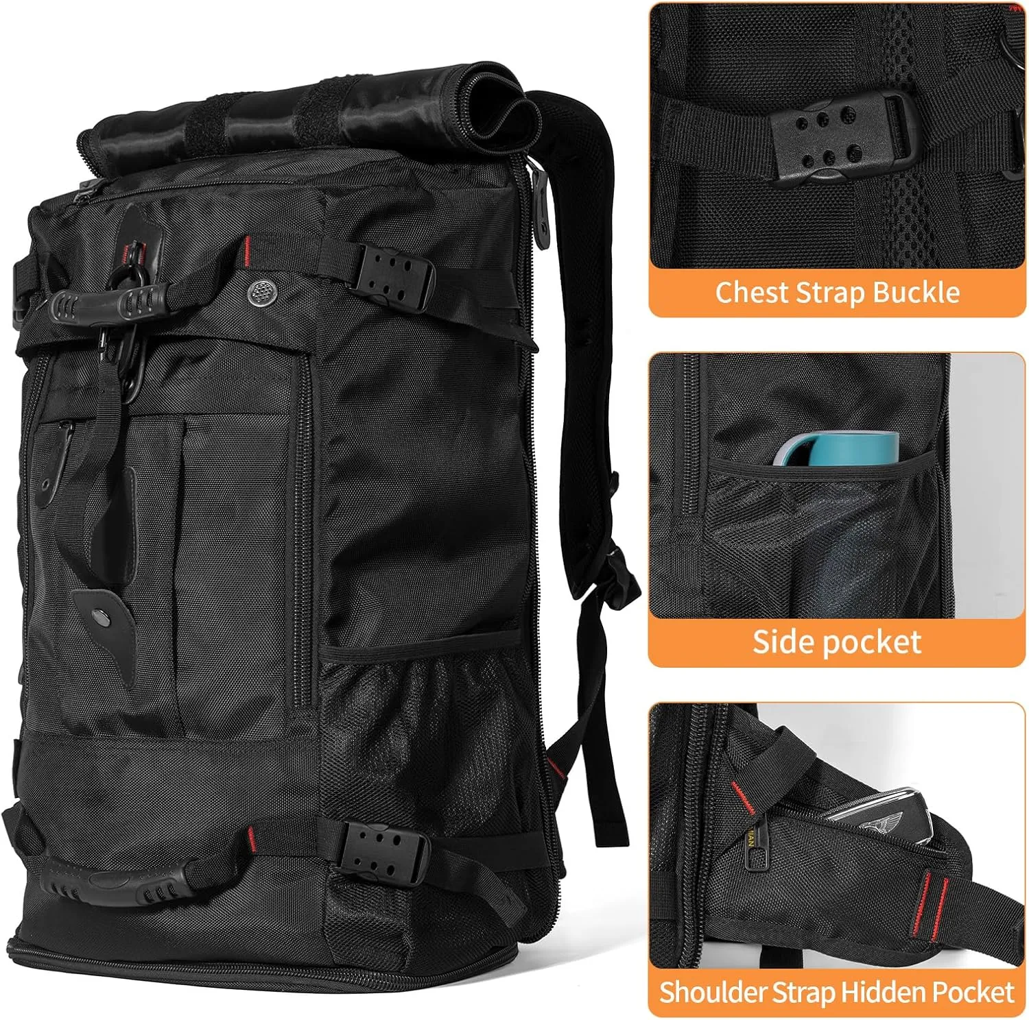 Travel Backpack Carry On Backpack Durable Convertible Duffle Bag Fit for 15.6 Inch Laptop for Men and Women hiking airplane shoes bag extendable three way uses multiple