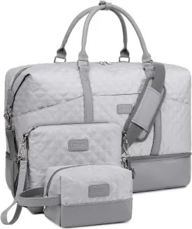 Travel Bag for Women: 21" Large Weekender Bags for Women with Shoe Compartment & Toiletry Bags, 3PCS Overnight Duffel Tote for Carry on Weekend Travel Business Trip Airplane Traveling, Gym