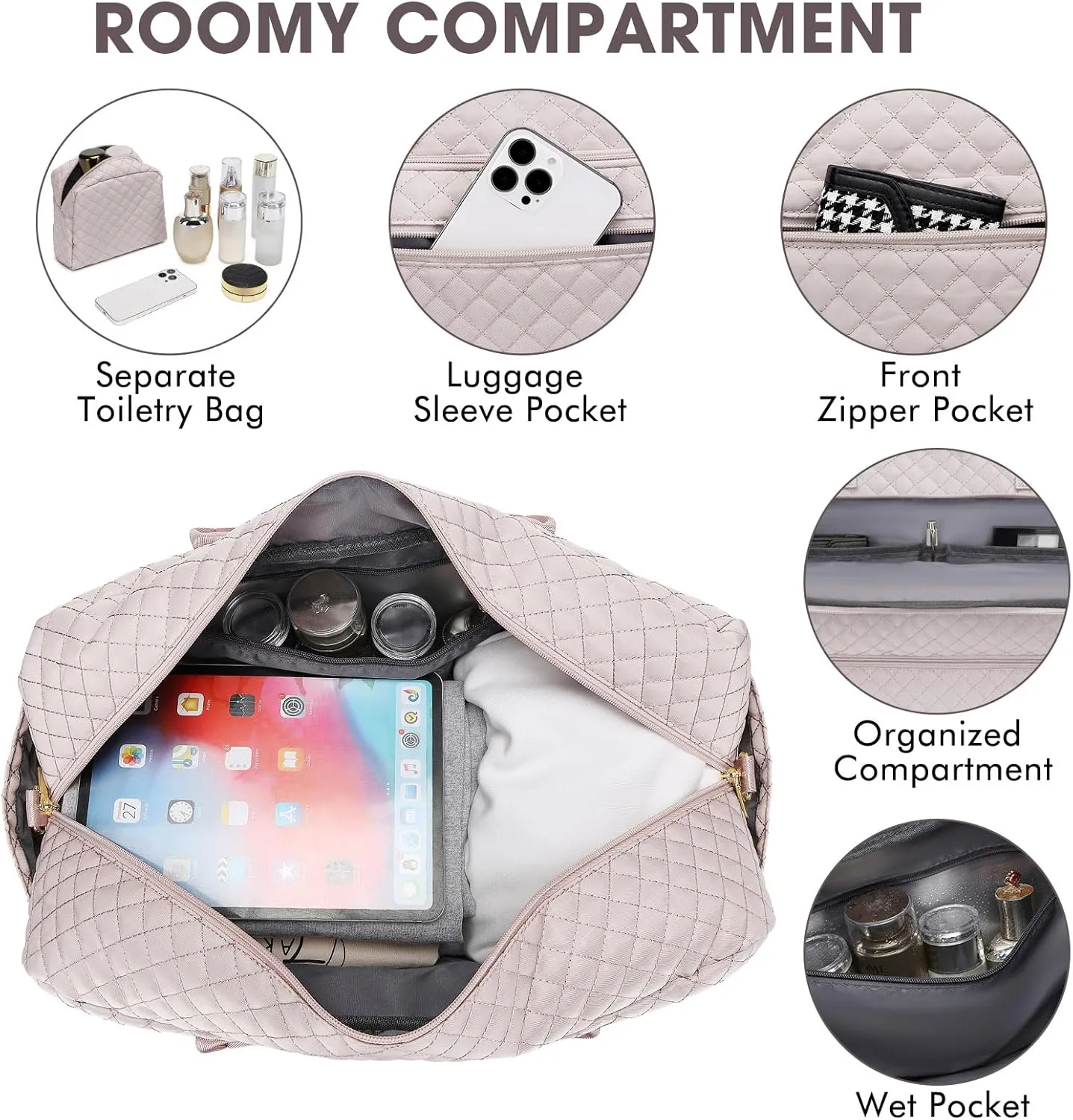 Travel Duffel Bags for Women with Shoe Compartment, Weekender Overnight Bag with Wet Pocket & Toiletry Bag, Carry On Personal Item Bag, Travel Tote Gym Bag, Hospital Bags for Labor and Delivery