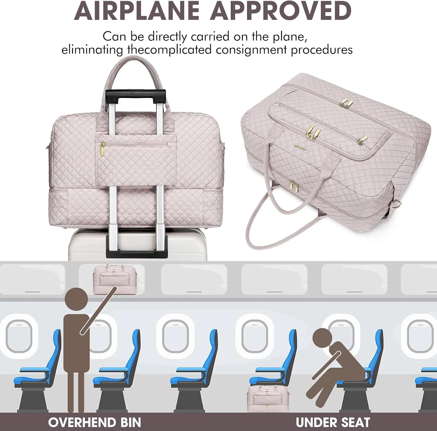 Travel Duffel Bags for Women with Shoe Compartment, Weekender Overnight Bag with Wet Pocket & Toiletry Bag, Carry On Personal Item Bag, Travel Tote Gym Bag, Hospital Bags for Labor and Delivery
