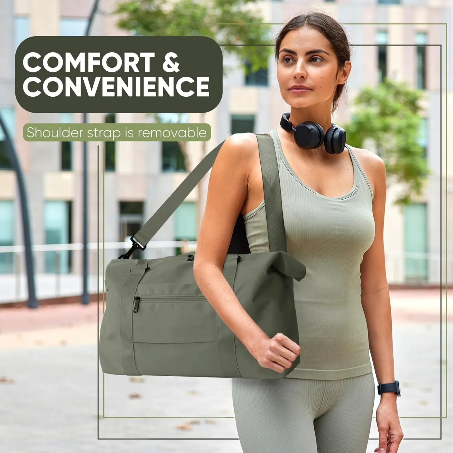 Travel Duffle Bag, Weekender Travel Bag Men Small Gym Bag for Women, Hospital Bag for Labor and Delivery, Overnight Bag Luggage Bag with Trolley Sleeve, Airplane Travel Essentials for Flying(Green)