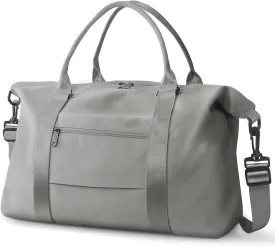 Travel Duffle Bag, Weekender Travel Bag Men Small Gym Bag for Women, Hospital Bag for Labor and Delivery, Overnight Bag Luggage Bag with Trolley Sleeve, Airplane Travel Essentials for Flying(Grey)