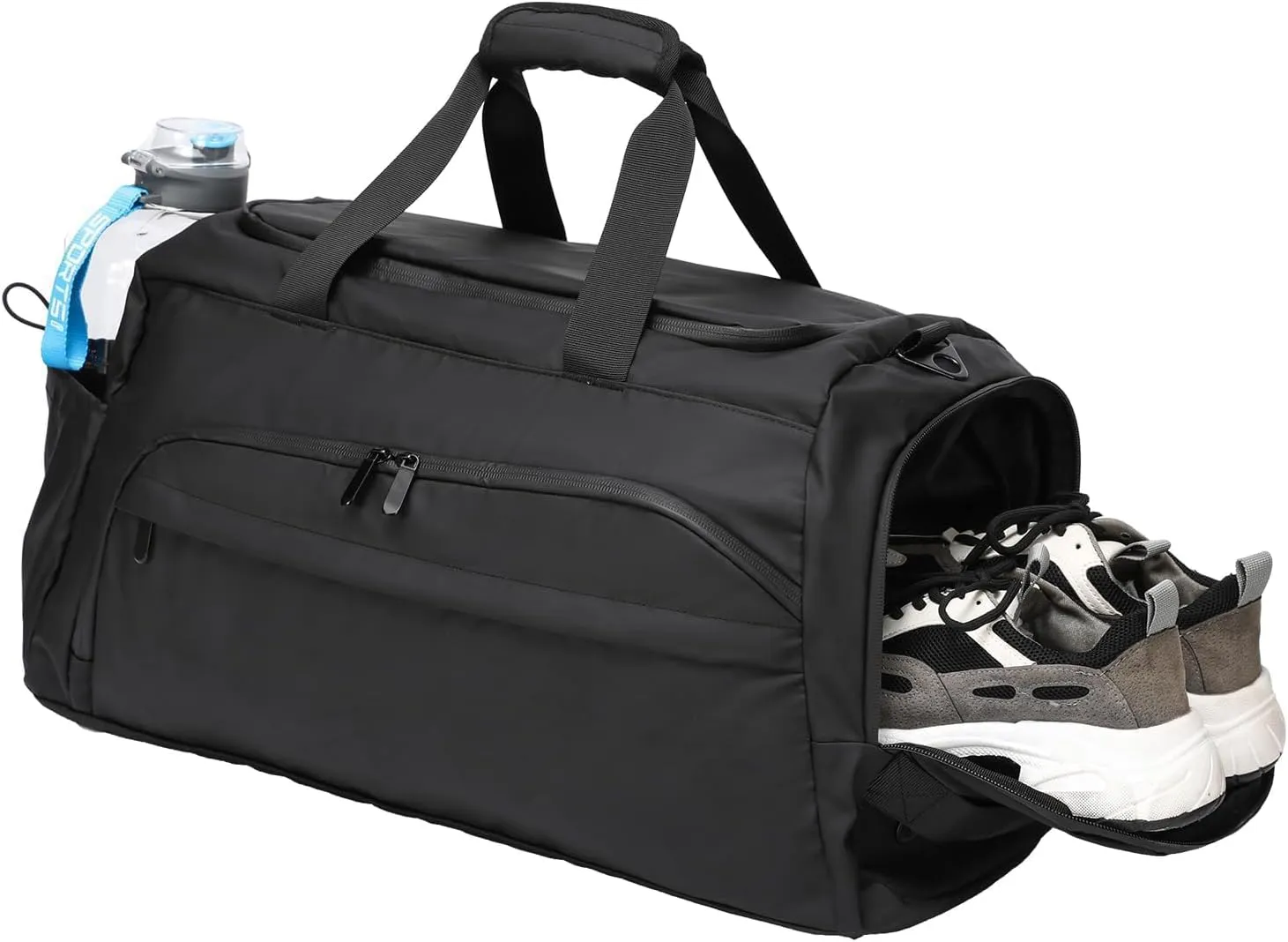 Travel Gym Duffel Bag - 60L, With Laptop, Shoe & Wet Compartments - Waterproof Weekender for Women - Black