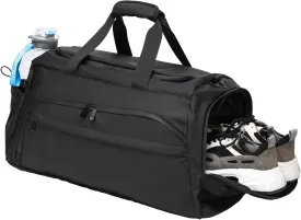 Travel Gym Duffel Bag - 60L, With Laptop, Shoe & Wet Compartments - Waterproof Weekender for Women - Black