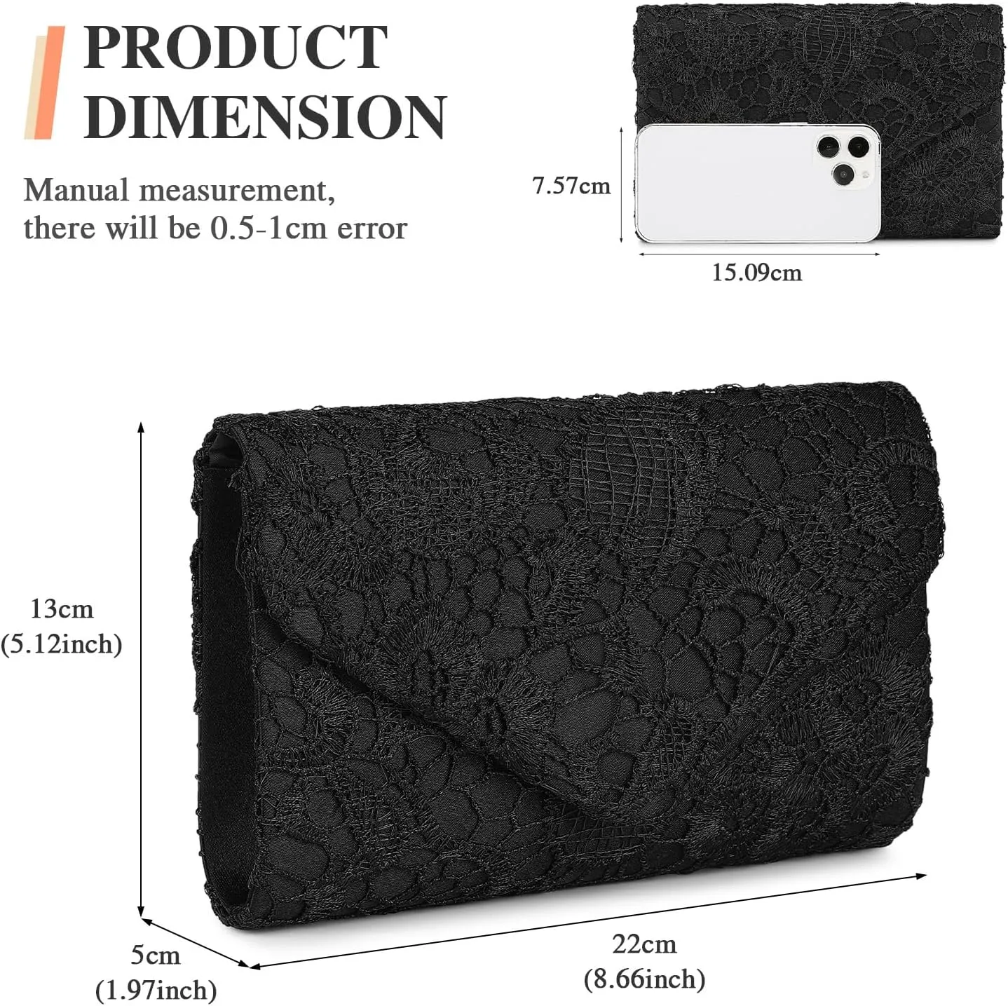UBORSE Evening Bag Lace Clutch Purse for Women Formal Elegant Envelope Wedding Party Cocktail Crossbody Shoulder Bag