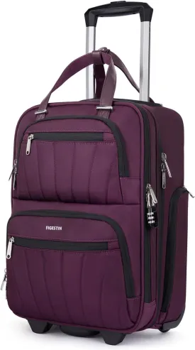 Underseat Carry On Luggage with Wheels, 16-inch Softside Rolling Under Seat Luggage, Lightweight Overnight Small Mini Carry On Suitcase for Women Men(Burgundy)