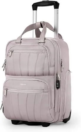 Underseat Carry On Luggage with Wheels, 16-inch Softside Rolling Under Seat Luggage, Lightweight Overnight Small Mini Carry On Suitcase for Women Men(Pink)