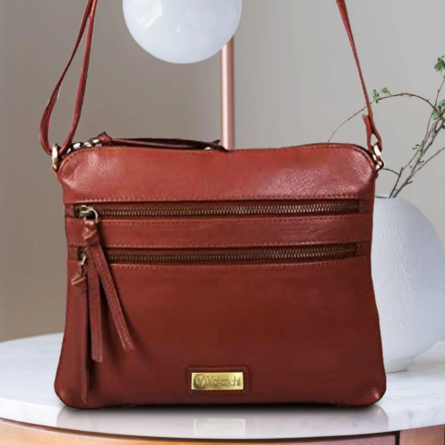 VALENCHI Women's Crossbody Handbags - Premium Leather Bags for Women - Everyday Purse with Adjustable Strap - Ladies Bag