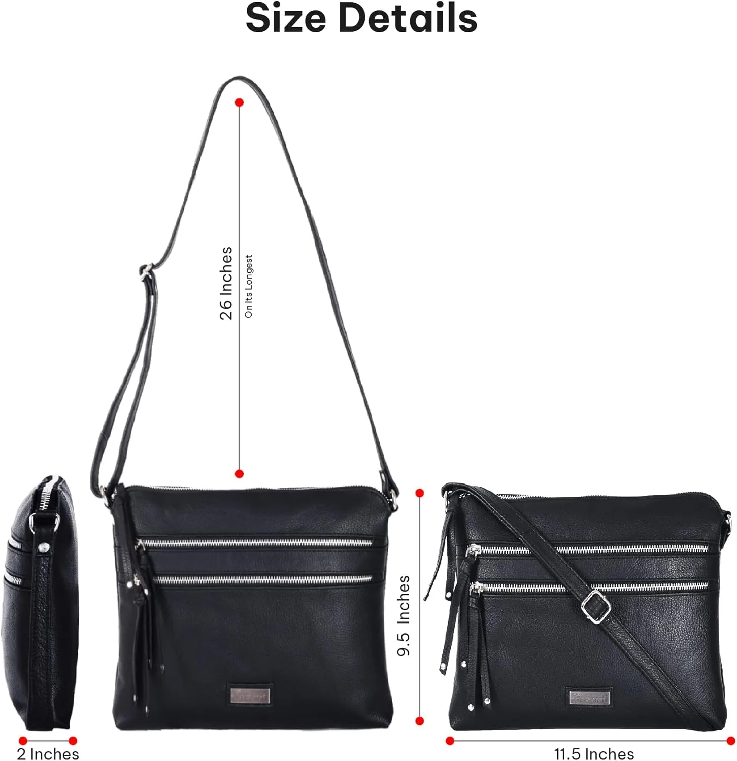 VALENCHI Women's Crossbody Handbags - Premium Leather Bags for Women - Everyday Purse with Adjustable Strap - Ladies Bag