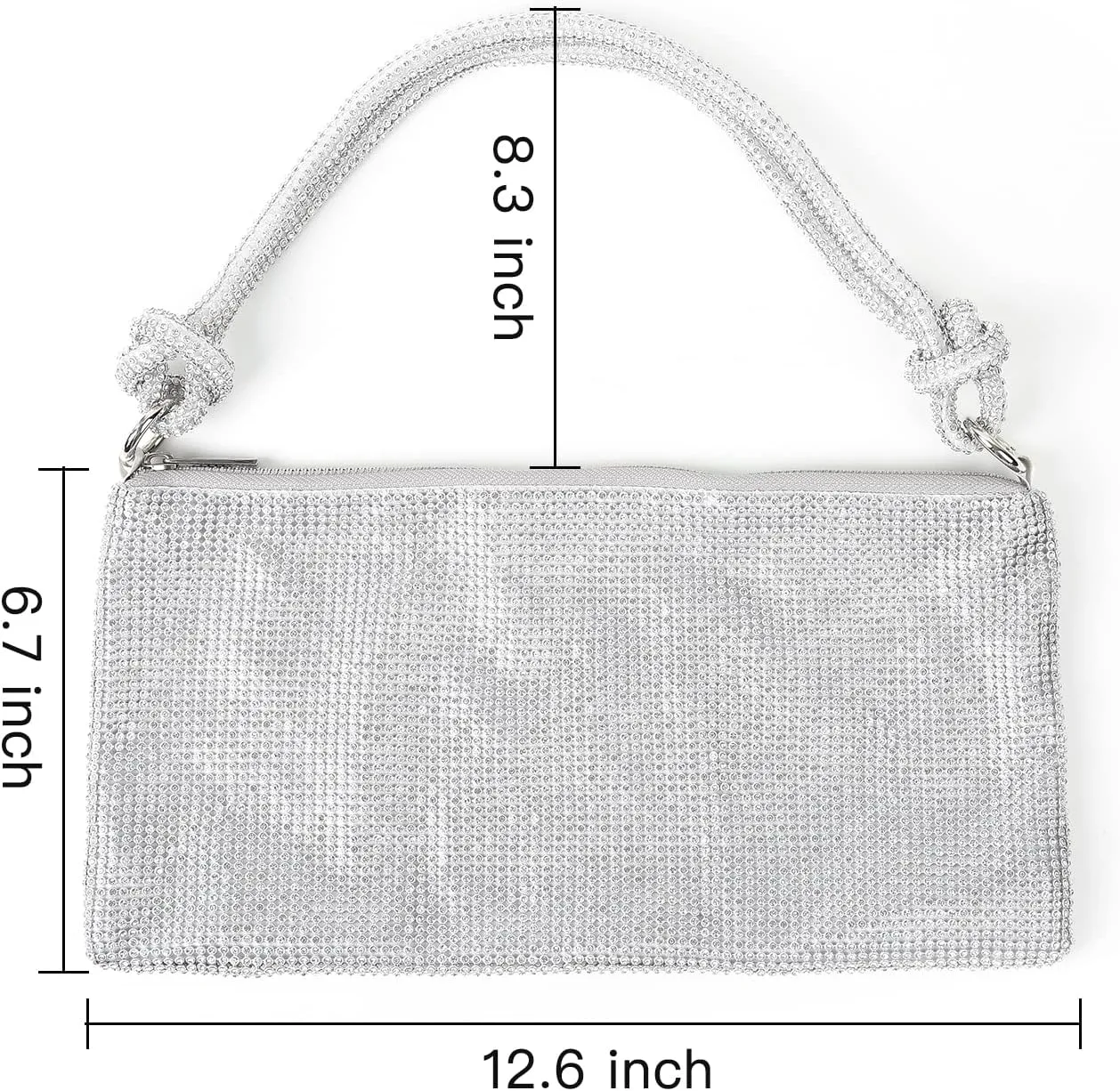 Valleycomfy Chic Rhinestone Purses for Women Sparkly Evening Handbag Bling Hobo Bag Shiny Silver Clutch Purse for Party