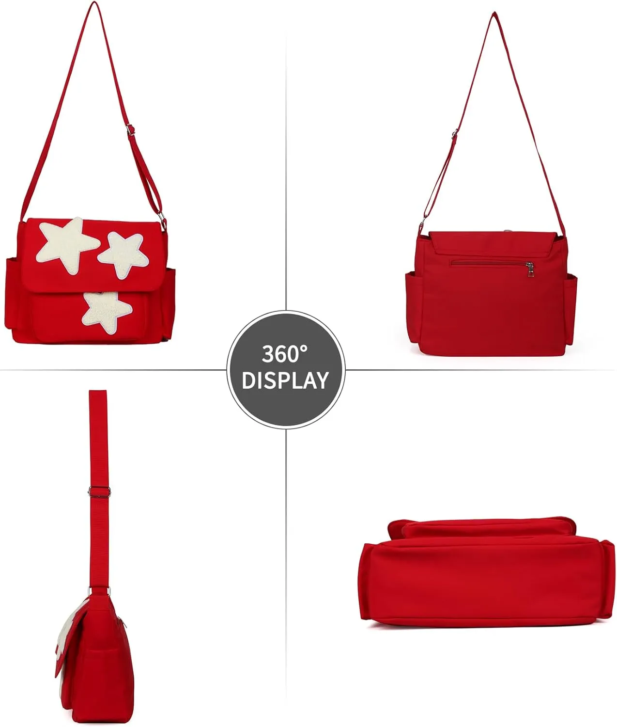 Valleycomfy Messenger Bag,Canvas Messenger Bag with Star Purse,Crossbody Bag for Women