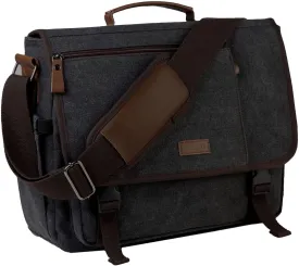 VASCHY Messenger Bag for Men,Canvas Briefcases 15.6in Laptop Bag Crossbody Satchel Computer Bags for Work Office Women
