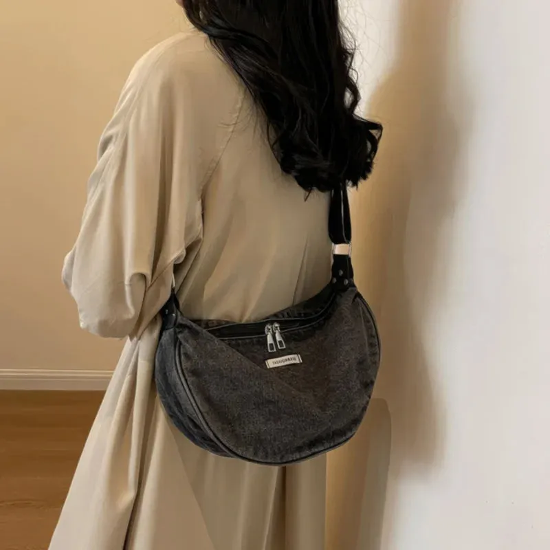 Versatile denim shoulder bag