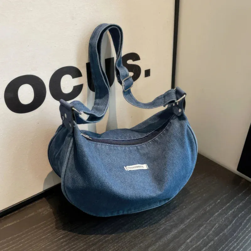 Versatile denim shoulder bag