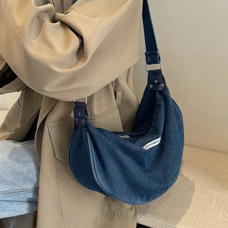 Versatile denim shoulder bag