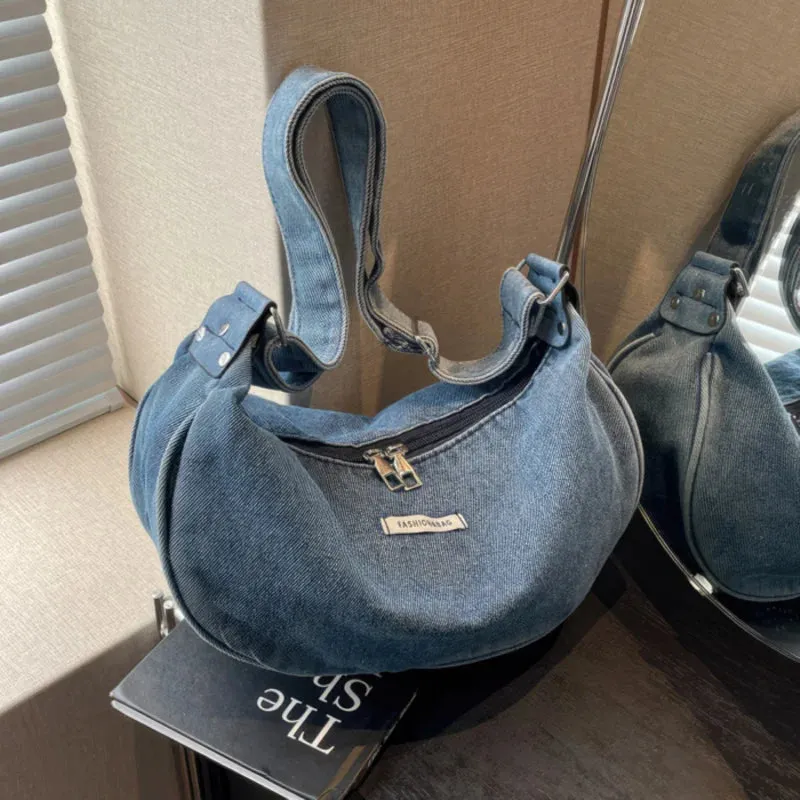 Versatile denim shoulder bag