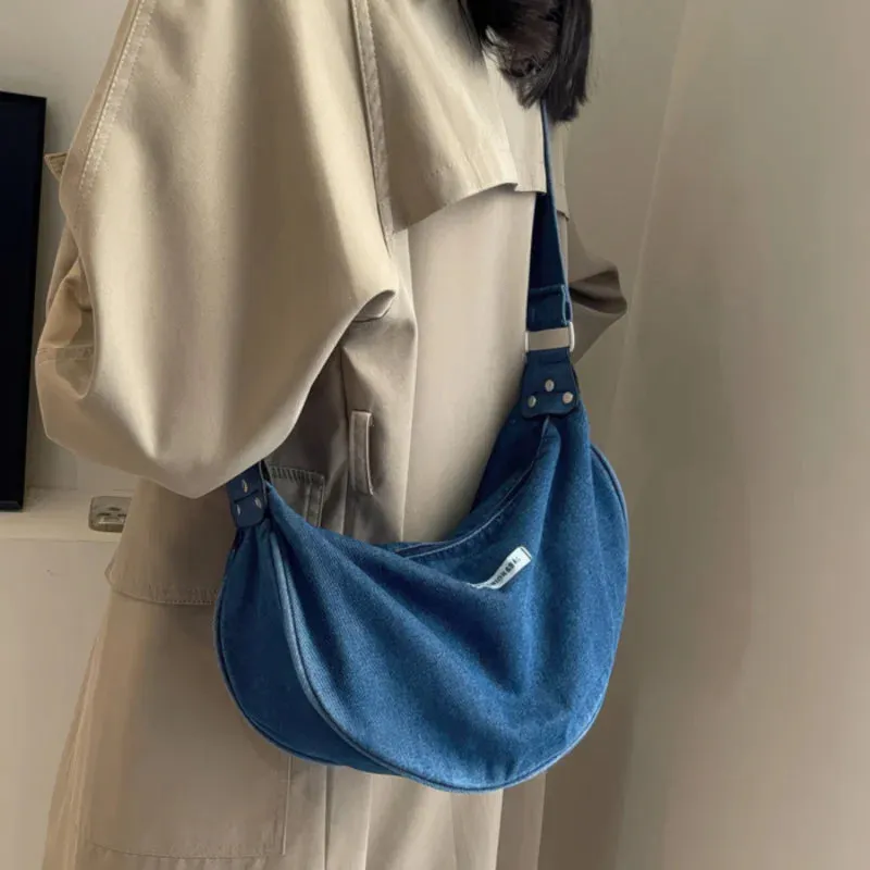 Versatile denim shoulder bag