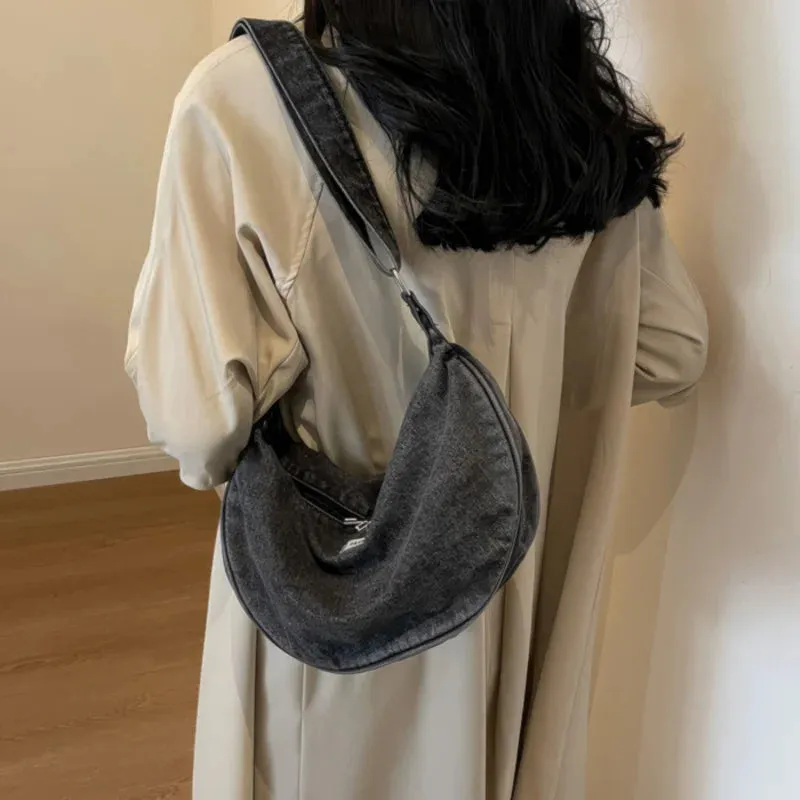 Versatile denim shoulder bag