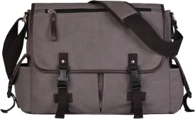 Vintage Canvas 15.6 inch Laptop Messenger Bag for Men Women, College Computer Satchel Shoulder Bag Travel Office Briefcases