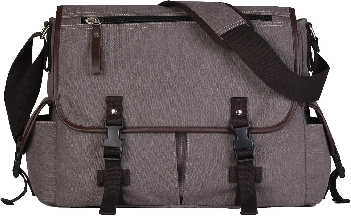 Vintage Canvas 15.6 inch Laptop Messenger Bag for Men Women, College Computer Satchel Shoulder Bag Travel Office Briefcases