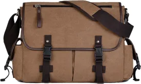 Vintage Canvas 15.6 inch Laptop Messenger Bag for Men Women, College Computer Satchel Shoulder Bag Travel Office Briefcases