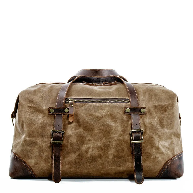 Vintage Large Storage Leather Canvas Travel Duffel Bag