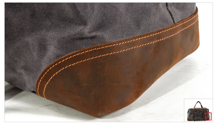 Vintage Large Storage Leather Canvas Travel Duffel Bag