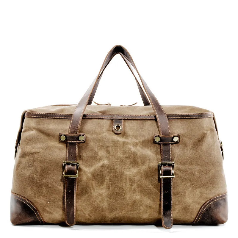 Vintage Large Storage Leather Canvas Travel Duffel Bag