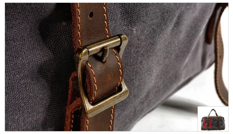 Vintage Large Storage Leather Canvas Travel Duffel Bag
