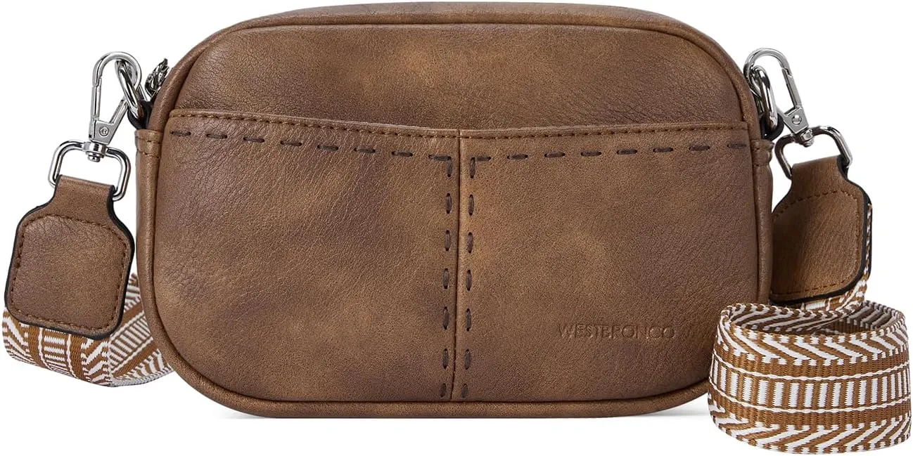 WESTBRONCO Crossbody Bags for Women Quilted Leather Purses Small Shoulder Handbags Trendy with Wide Strap