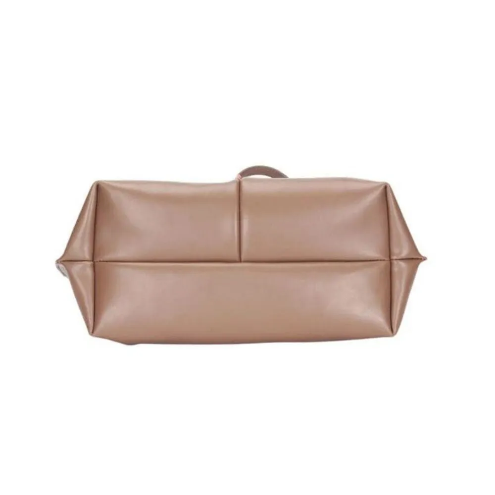 Women Camel Brown Tote Leather Shoulder Bag