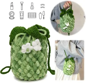 Women Crochet Shoulder Bag Fashion Pineapple Tote Bag Woven Handbag Slouchy Hobo Bag Knitted Tote Purse Mini Purse