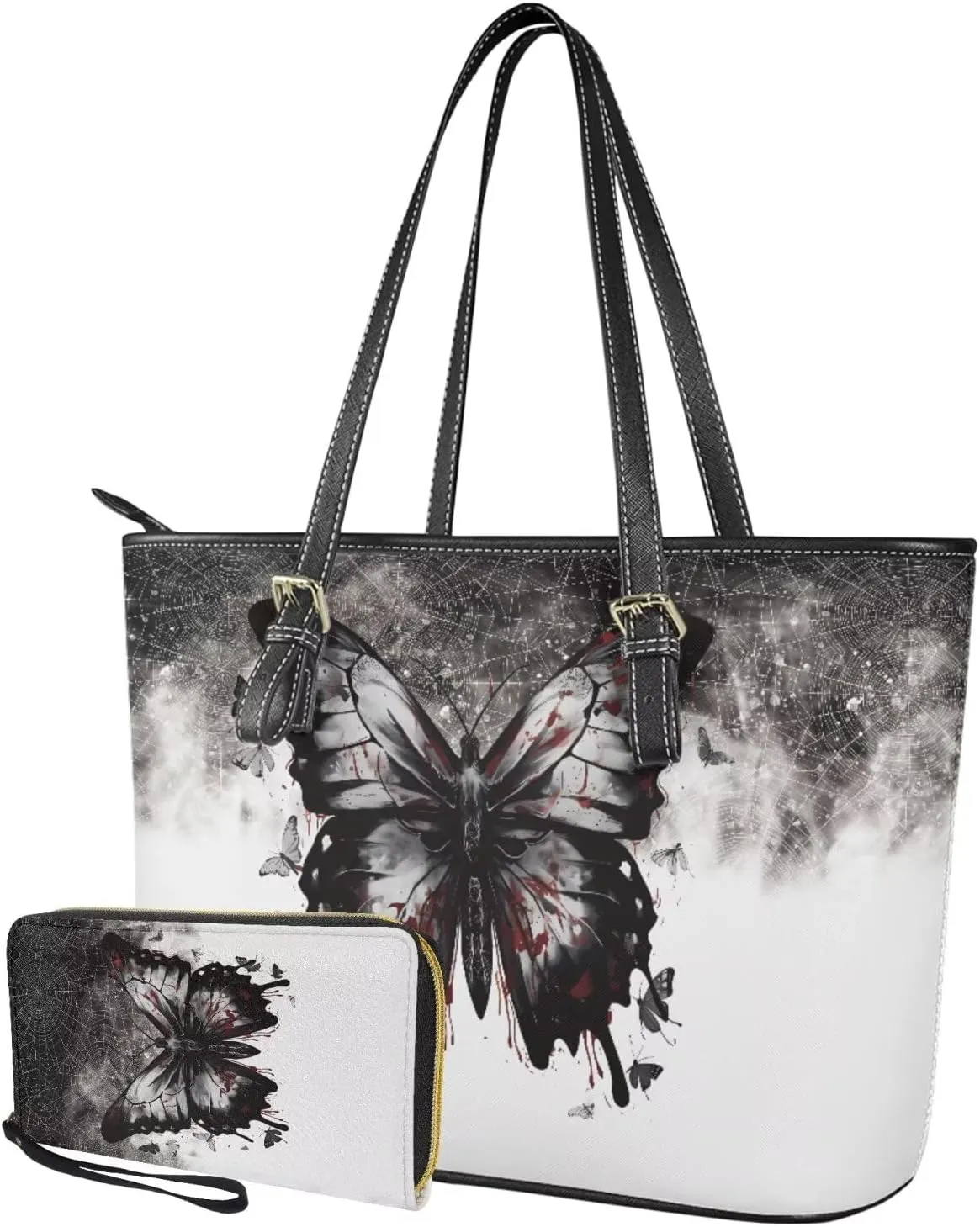 Women Handbags Top Handle Satchel Purse Shoulder Bag Hobo Set 2pcs