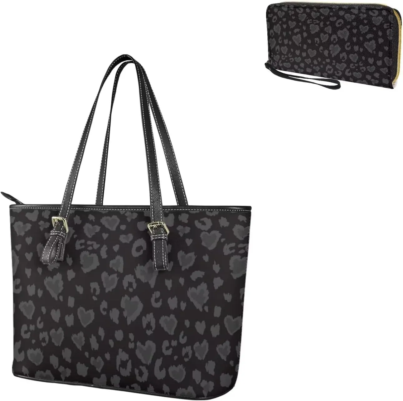 Women Handbags Top Handle Satchel Purse Shoulder Bag Hobo Set 2pcs